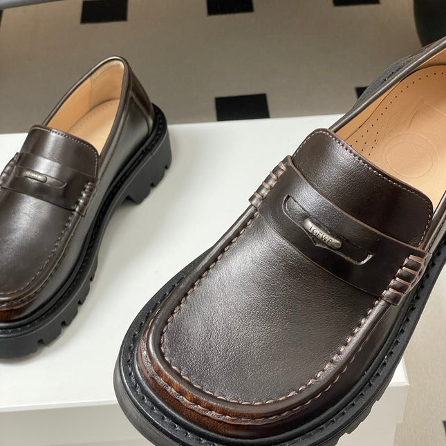 LOEWE 26S LOAFER IN DARK BROWN CALFSKIN
