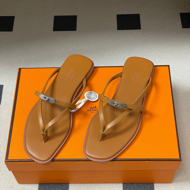HM 0RAN SANDALS IN TAN BROWN CALFSKIN