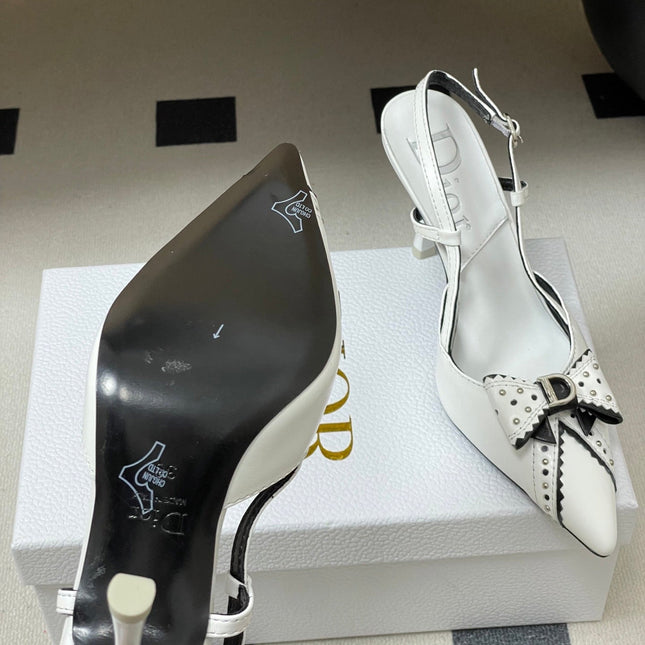 DIOR 26S SLINGBACK HIGH HEELS 100 MM IN WHITE CALFSKIN