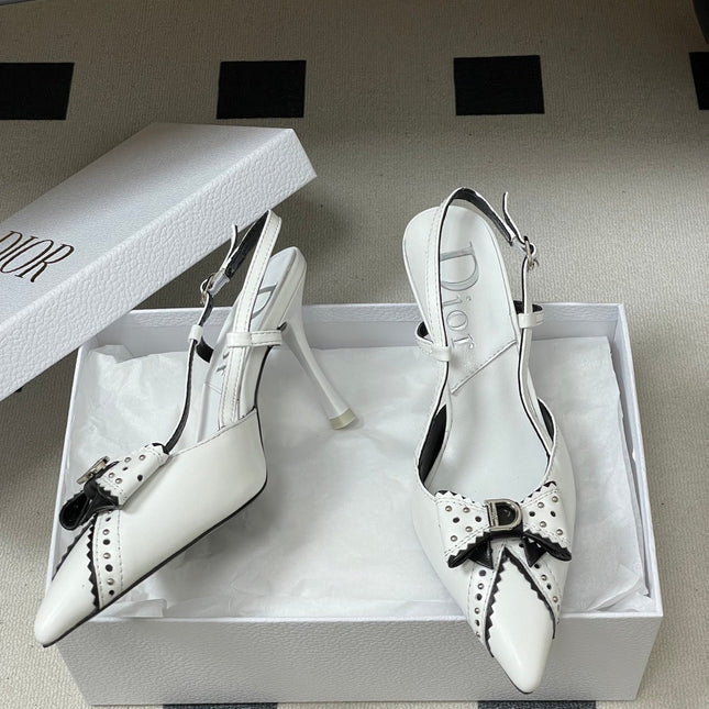 DIOR 26S SLINGBACK HIGH HEELS 100 MM IN WHITE CALFSKIN