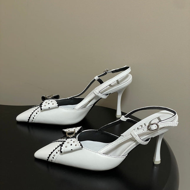 DIOR 26S SLINGBACK HIGH HEELS 100 MM IN WHITE CALFSKIN