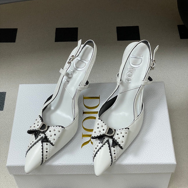 DIOR 26S SLINGBACK HIGH HEELS 100 MM IN WHITE CALFSKIN