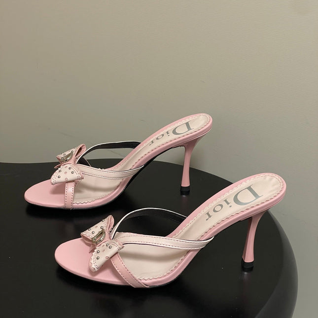 DIOR 26S HIGH HEEL SANDALS 100 MM IN LIGHT PINK CALFSKIN