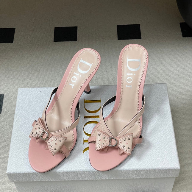 DIOR 26S HIGH HEEL SANDALS 100 MM IN LIGHT PINK CALFSKIN
