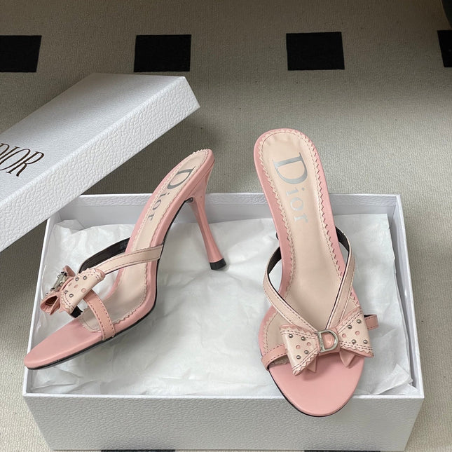 DIOR 26S HIGH HEEL SANDALS 100 MM IN LIGHT PINK CALFSKIN
