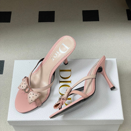 DIOR 26S HIGH HEEL SANDALS 100 MM IN LIGHT PINK CALFSKIN