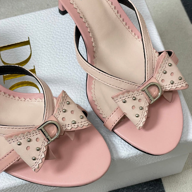 DIOR 26S HIGH HEEL SANDALS 100 MM IN LIGHT PINK CALFSKIN