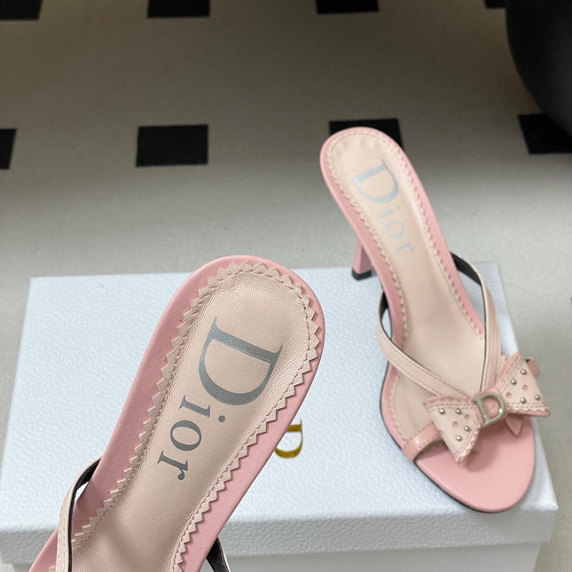 DIOR 26S HIGH HEEL SANDALS 100 MM IN LIGHT PINK CALFSKIN