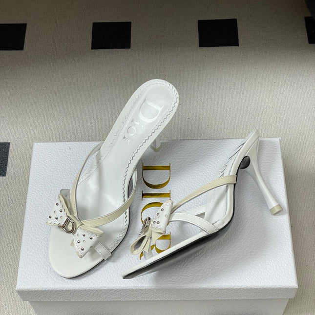 DIOR 26S HIGH HEEL SANDALS 100 MM IN WHITE CALFSKIN