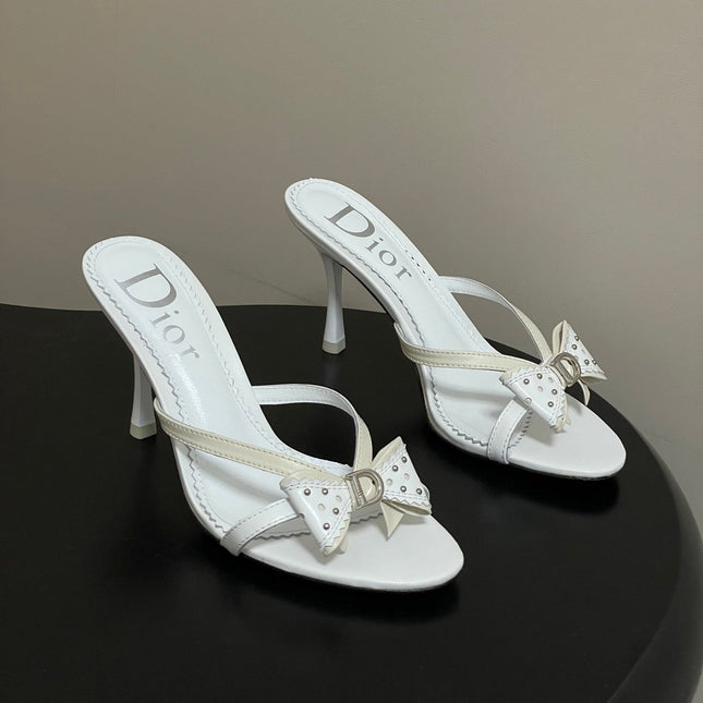 DIOR 26S HIGH HEEL SANDALS 100 MM IN WHITE CALFSKIN