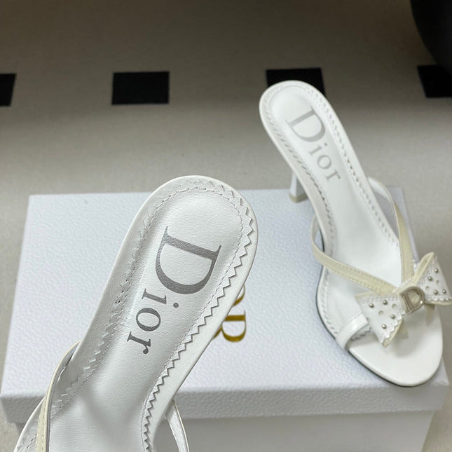 DIOR 26S HIGH HEEL SANDALS 100 MM IN WHITE CALFSKIN