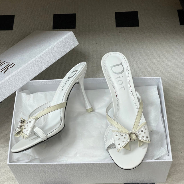 DIOR 26S HIGH HEEL SANDALS 100 MM IN WHITE CALFSKIN