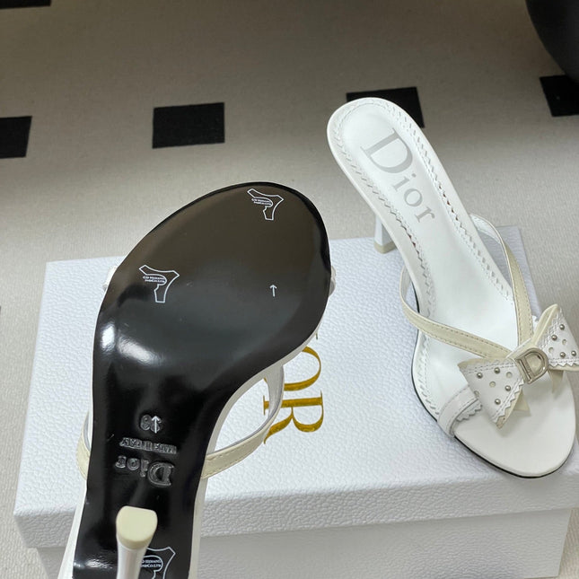 DIOR 26S HIGH HEEL SANDALS 100 MM IN WHITE CALFSKIN
