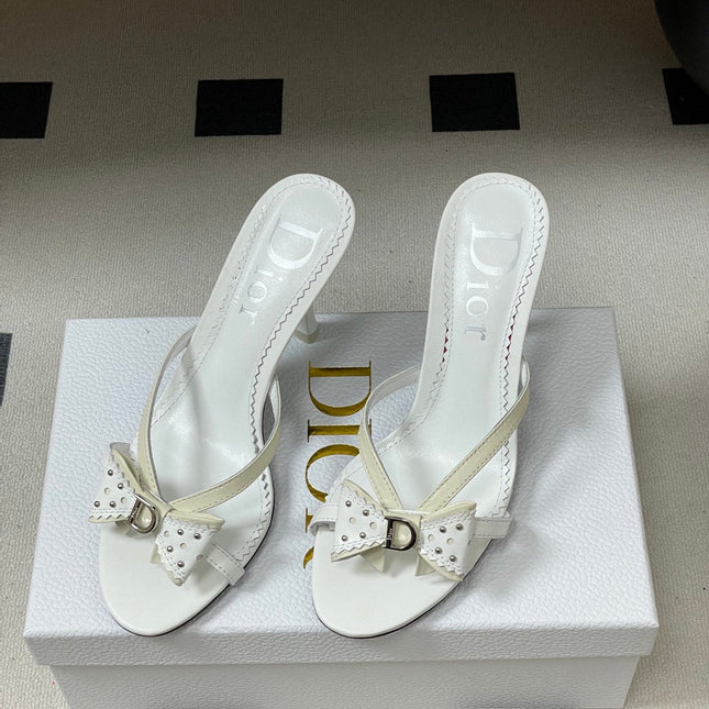 DIOR 26S HIGH HEEL SANDALS 100 MM IN WHITE CALFSKIN