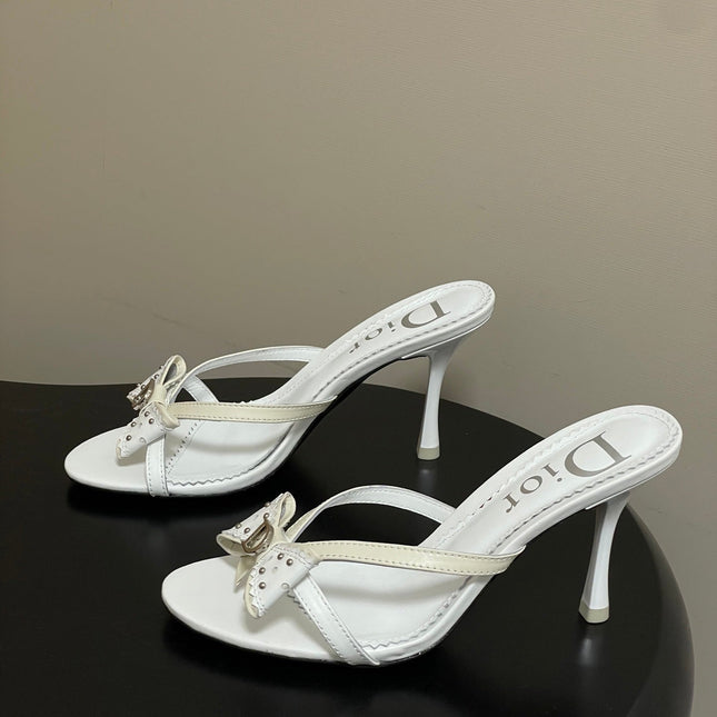 DIOR 26S HIGH HEEL SANDALS 100 MM IN WHITE CALFSKIN