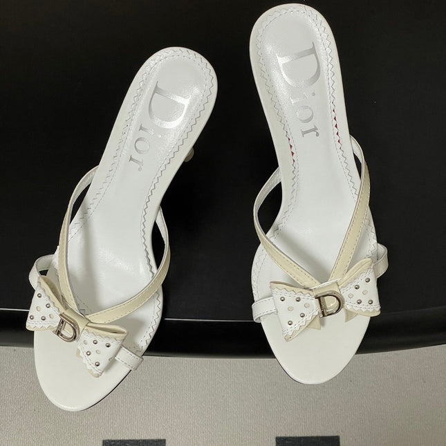 DIOR 26S HIGH HEEL SANDALS 100 MM IN WHITE CALFSKIN