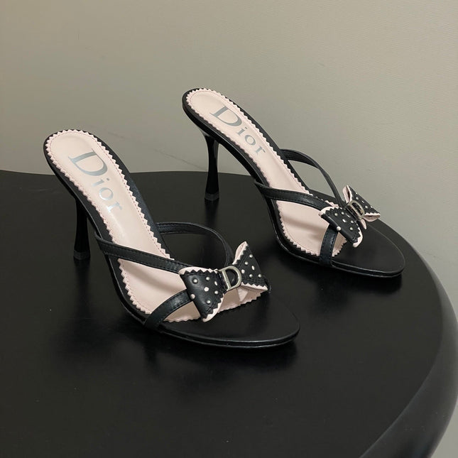 DIOR 26S HIGH HEEL SANDALS 100 MM IN BLACK CALFSKIN