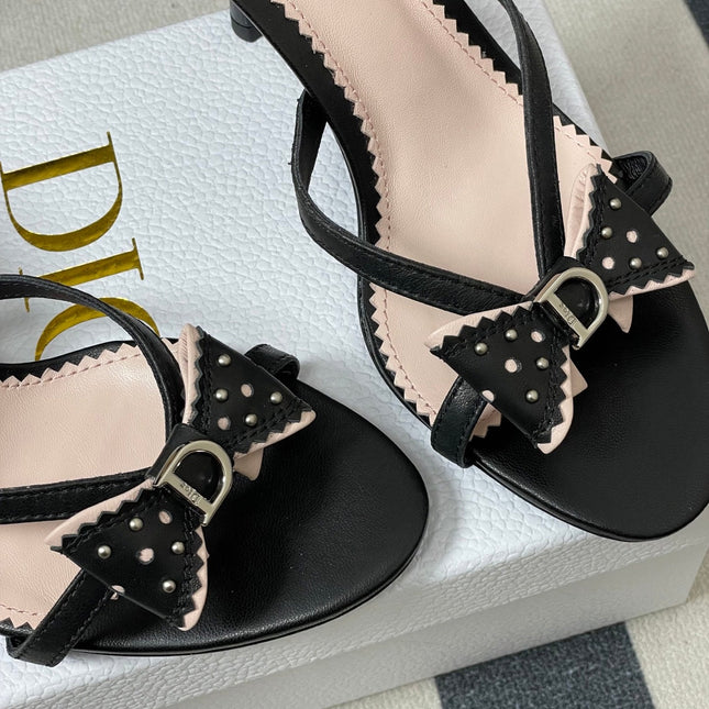 DIOR 26S HIGH HEEL SANDALS 100 MM IN BLACK CALFSKIN