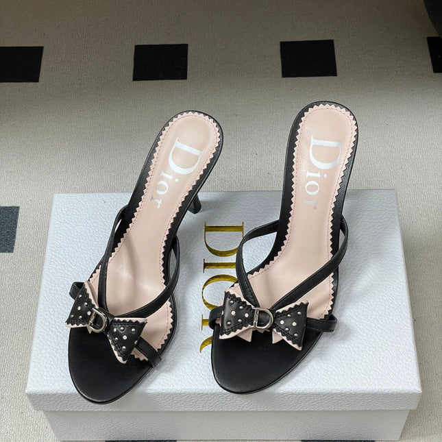 DIOR 26S HIGH HEEL SANDALS 100 MM IN BLACK CALFSKIN