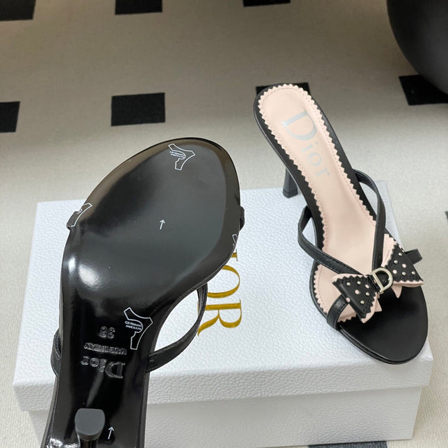 DIOR 26S HIGH HEEL SANDALS 100 MM IN BLACK CALFSKIN