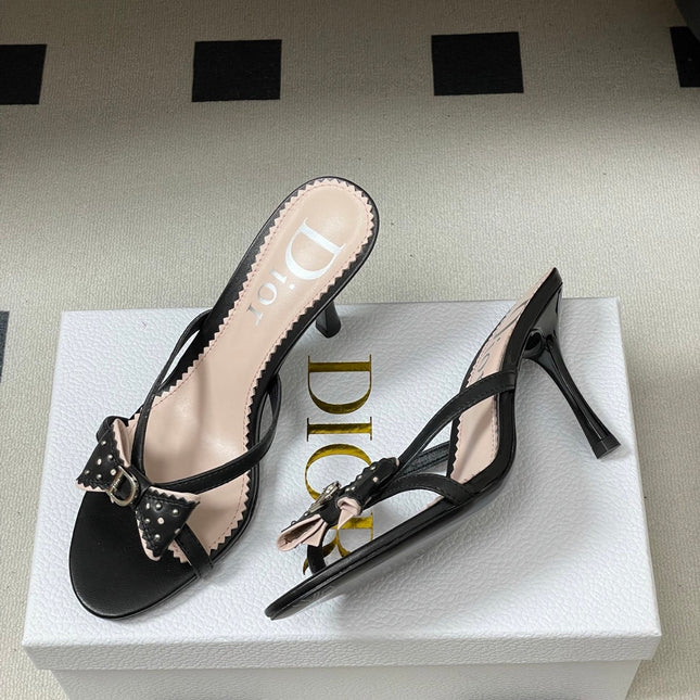 DIOR 26S HIGH HEEL SANDALS 100 MM IN BLACK CALFSKIN