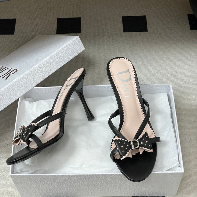 DIOR 26S HIGH HEEL SANDALS 100 MM IN BLACK CALFSKIN
