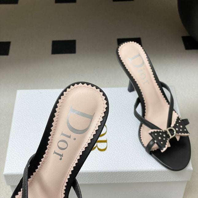 DIOR 26S HIGH HEEL SANDALS 100 MM IN BLACK CALFSKIN