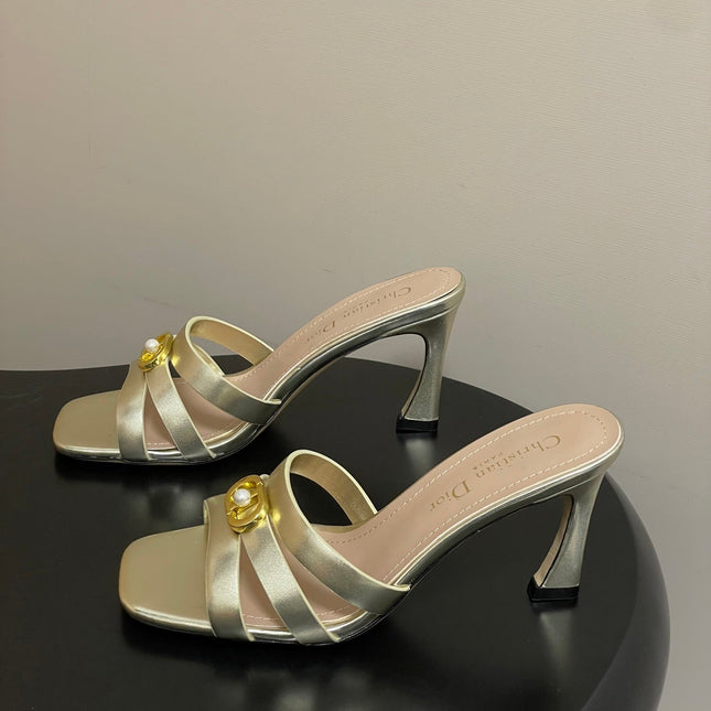 DIOR 26S HIGH HEEL SANDALS 80 MM IN GOLD CALFSKIN