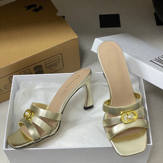 DIOR 26S HIGH HEEL SANDALS 80 MM IN GOLD CALFSKIN