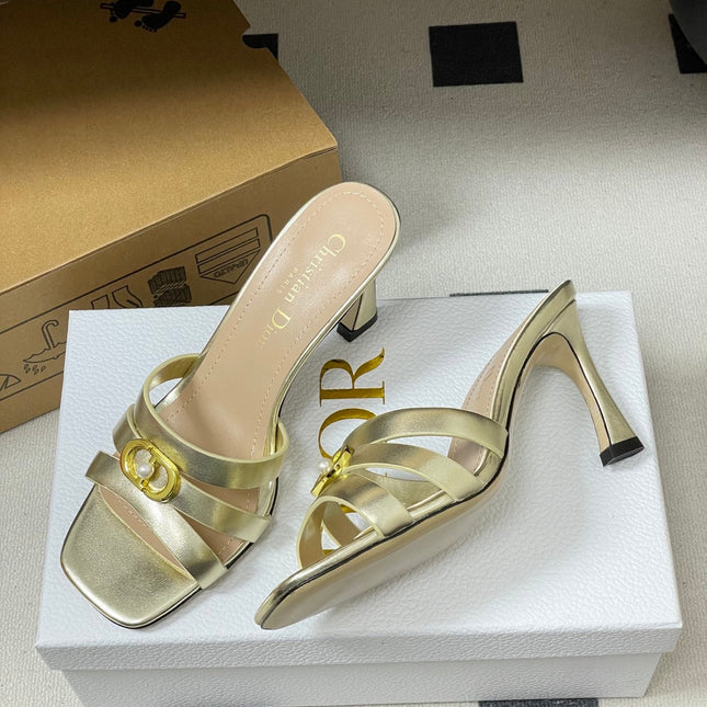 DIOR 26S HIGH HEEL SANDALS 80 MM IN GOLD CALFSKIN