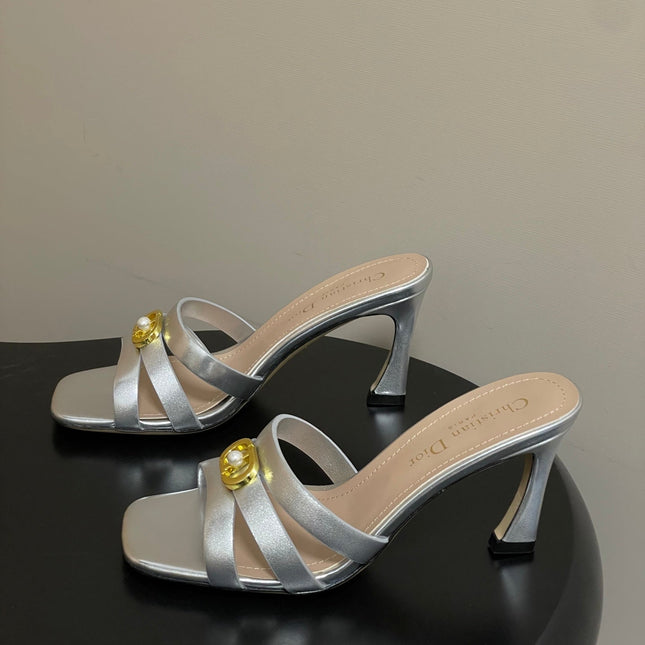 DIOR 26S HIGH HEEL SANDALS 80 MM IN SILVER CALFSKIN