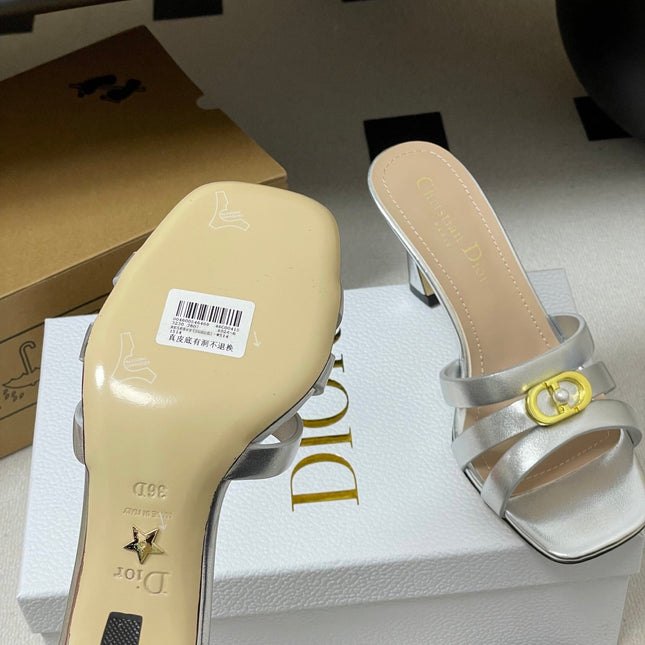 DIOR 26S HIGH HEEL SANDALS 80 MM IN SILVER CALFSKIN