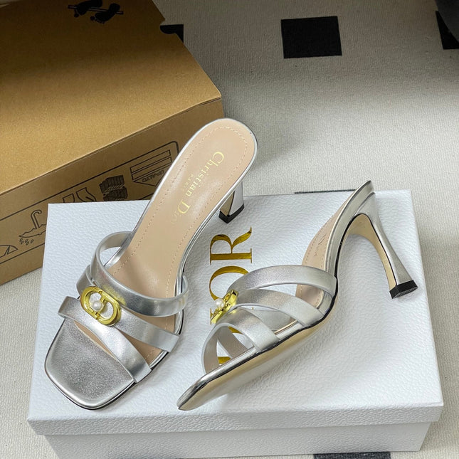 DIOR 26S HIGH HEEL SANDALS 80 MM IN SILVER CALFSKIN