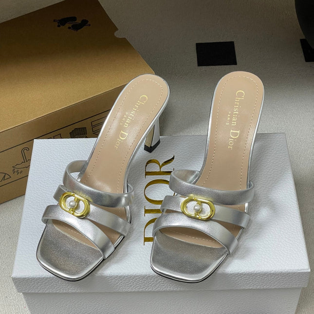 DIOR 26S HIGH HEEL SANDALS 80 MM IN SILVER CALFSKIN