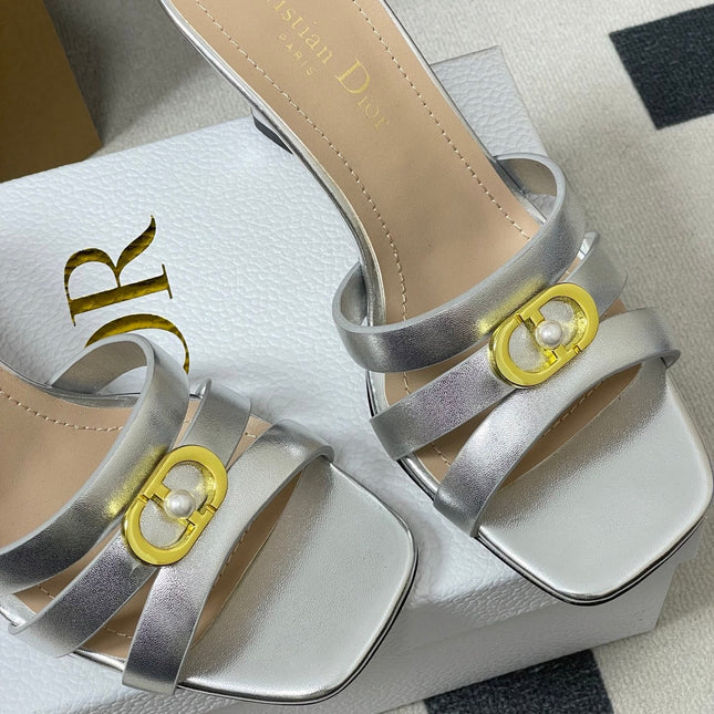 DIOR 26S HIGH HEEL SANDALS 80 MM IN SILVER CALFSKIN