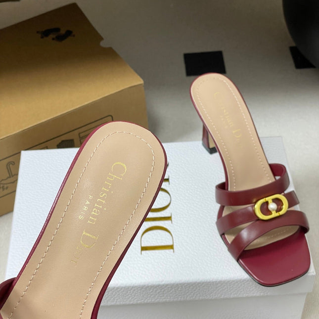 DIOR 26S HIGH HEEL SANDALS 80 MM IN DARK RED CALFSKIN