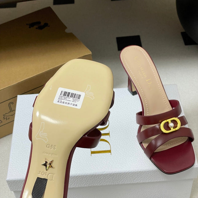 DIOR 26S HIGH HEEL SANDALS 80 MM IN DARK RED CALFSKIN