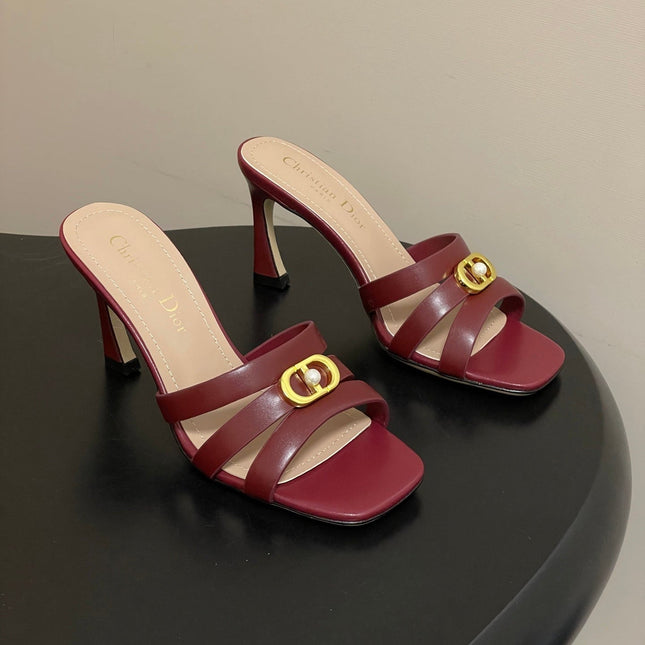 DIOR 26S HIGH HEEL SANDALS 80 MM IN DARK RED CALFSKIN