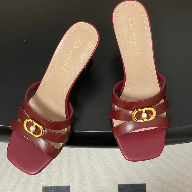 DIOR 26S HIGH HEEL SANDALS 80 MM IN DARK RED CALFSKIN