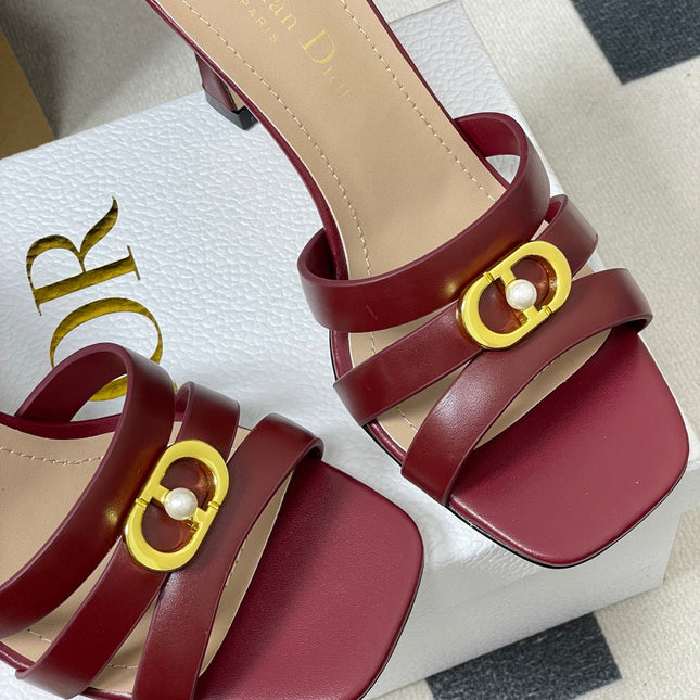 DIOR 26S HIGH HEEL SANDALS 80 MM IN DARK RED CALFSKIN