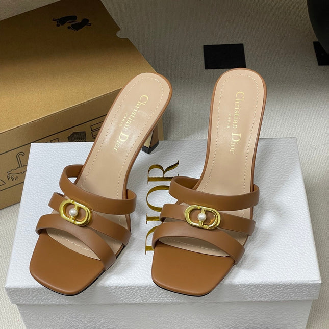 DIOR 26S HIGH HEEL SANDALS 80 MM IN BROWN CALFSKIN