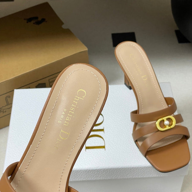 DIOR 26S HIGH HEEL SANDALS 80 MM IN BROWN CALFSKIN
