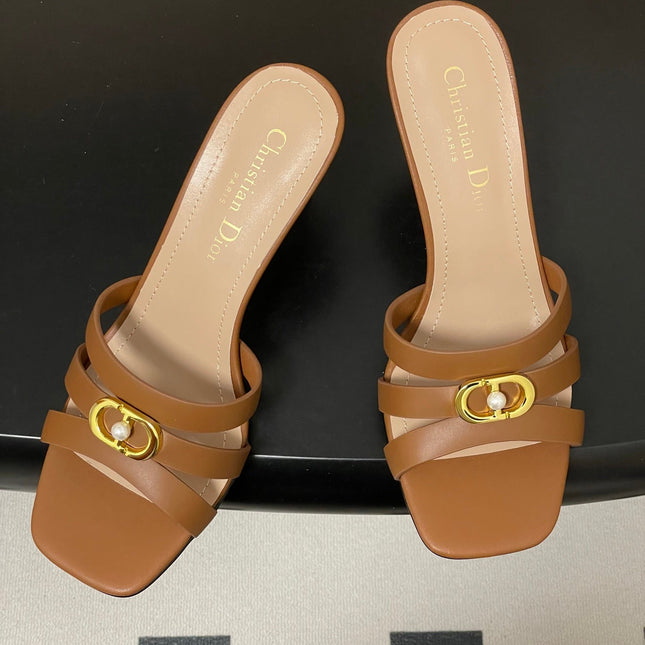 DIOR 26S HIGH HEEL SANDALS 80 MM IN BROWN CALFSKIN
