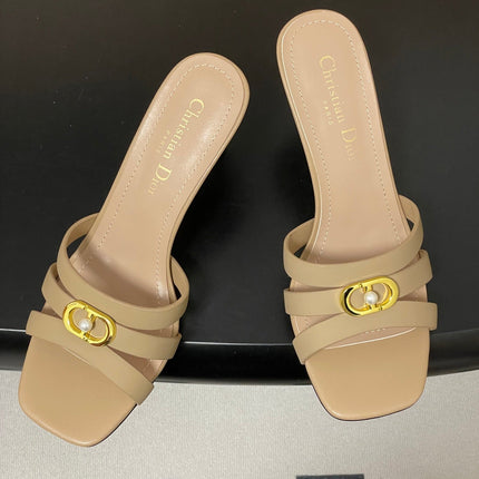 DIOR 26S HIGH HEEL SANDALS 80 MM IN WARM BEIGE BROWN CALFSKIN