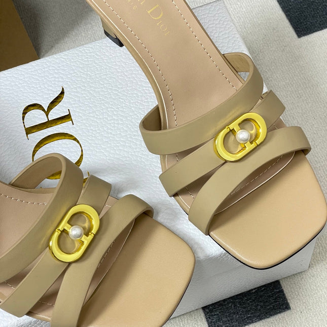 DIOR 26S HIGH HEEL SANDALS 80 MM IN WARM BEIGE BROWN CALFSKIN
