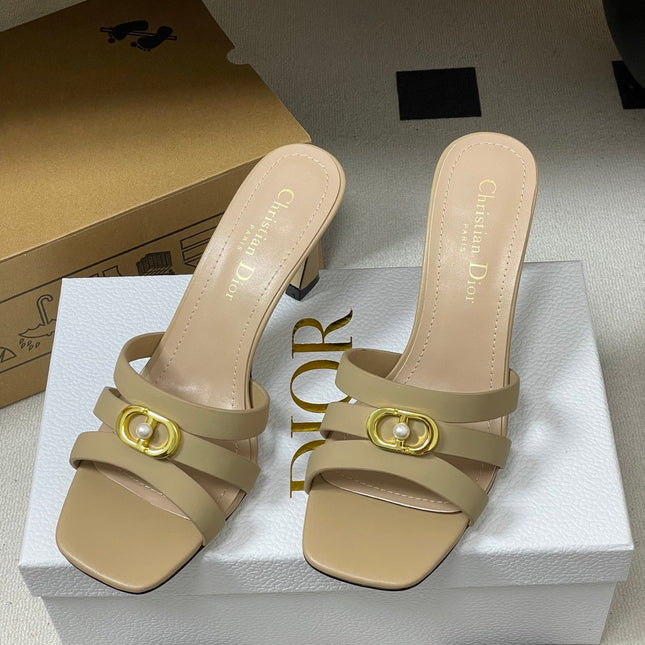 DIOR 26S HIGH HEEL SANDALS 80 MM IN WARM BEIGE BROWN CALFSKIN
