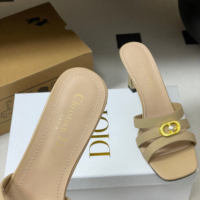 DIOR 26S HIGH HEEL SANDALS 80 MM IN WARM BEIGE BROWN CALFSKIN