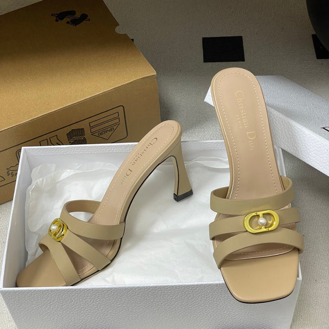 DIOR 26S HIGH HEEL SANDALS 80 MM IN WARM BEIGE BROWN CALFSKIN
