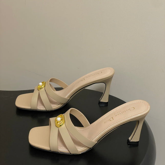 DIOR 26S HIGH HEEL SANDALS 80 MM IN WARM BEIGE BROWN CALFSKIN