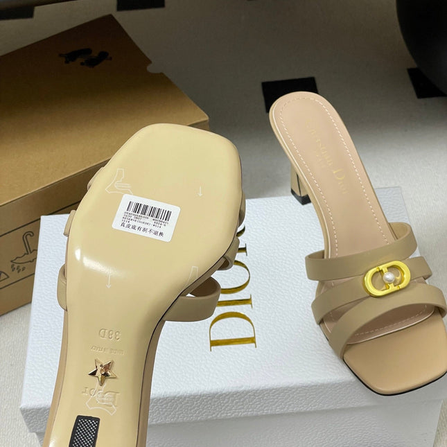 DIOR 26S HIGH HEEL SANDALS 80 MM IN WARM BEIGE BROWN CALFSKIN